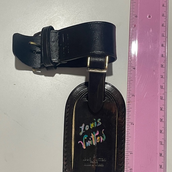 Louis Vuitton luggage tag and poignet black with costume painted name - Picture 3 of 10